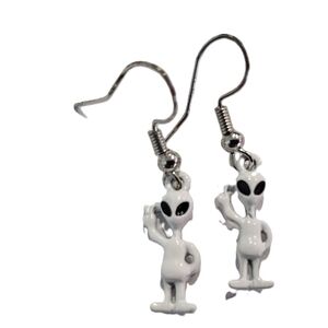 Alien Dangle Earrings in White and Black